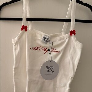Princess Polly White Top with Red Script